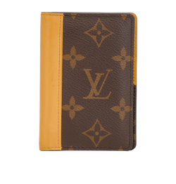 Louis Vuitton Pocket Organizer,Leather/Canvas,Yellow/Monogram,NFC,DB/B,3*